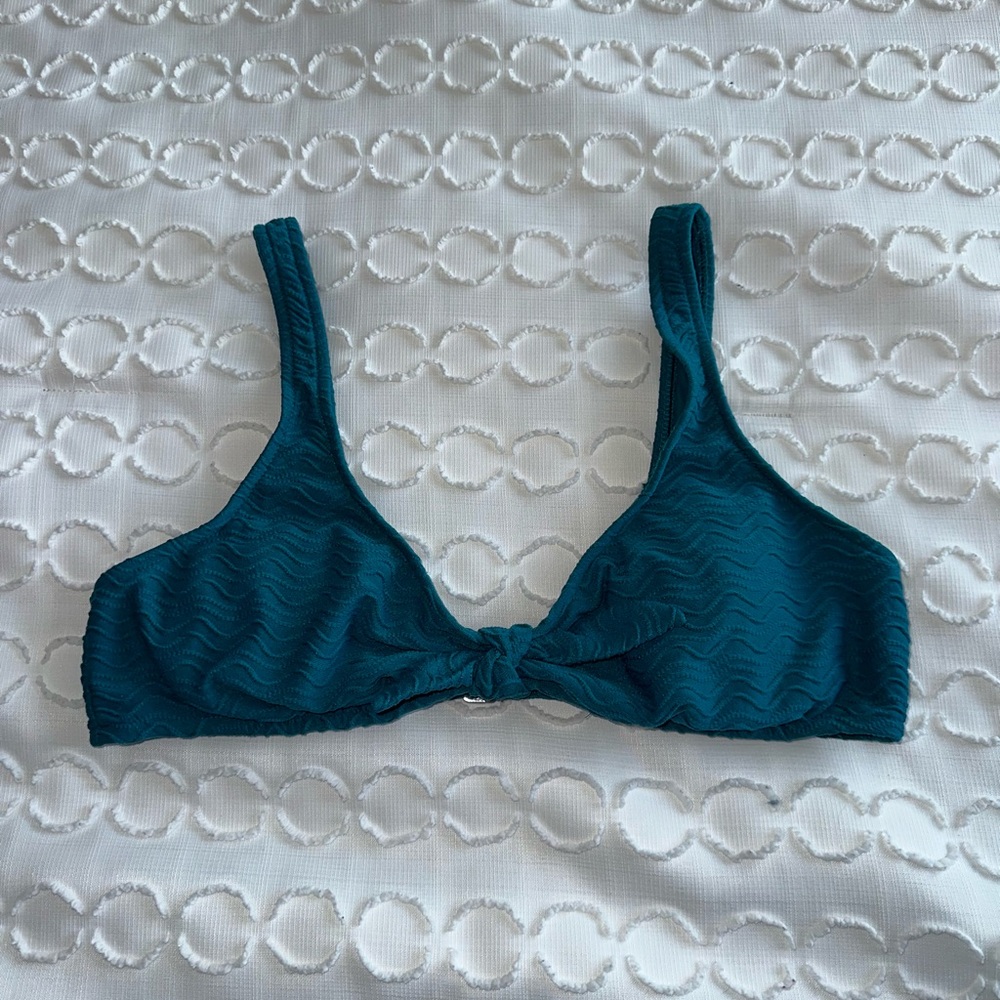 Teal Textured Bikini Top